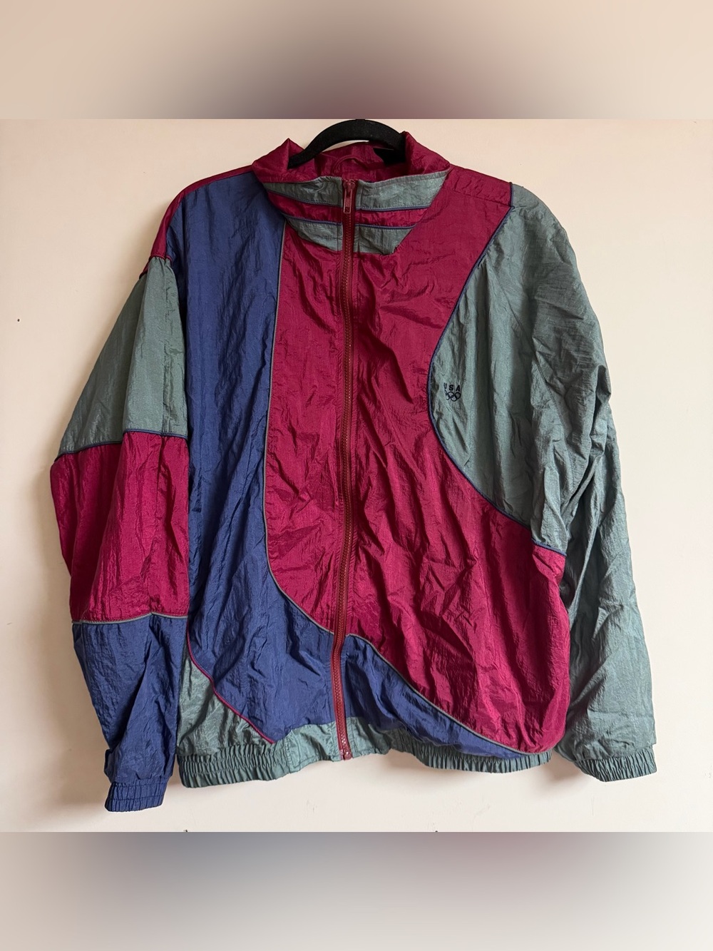 Vintage USA Olympics Colorblock Windbreaker Jacket Size Large